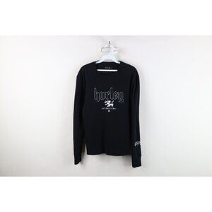 Vtg Hurley Surfing Mens Medium Spell Out Thermal Waffle Knit Long Sleeve T-Shirt
